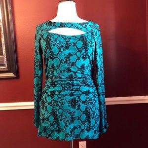 Lane Bryant Tunic Teal Leopard Print Sz 18/20